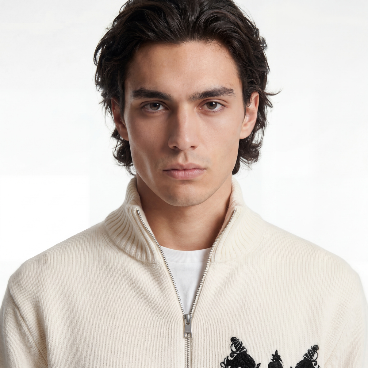 Bonvivant Crest Cardigan am Model, entspannte Haltung